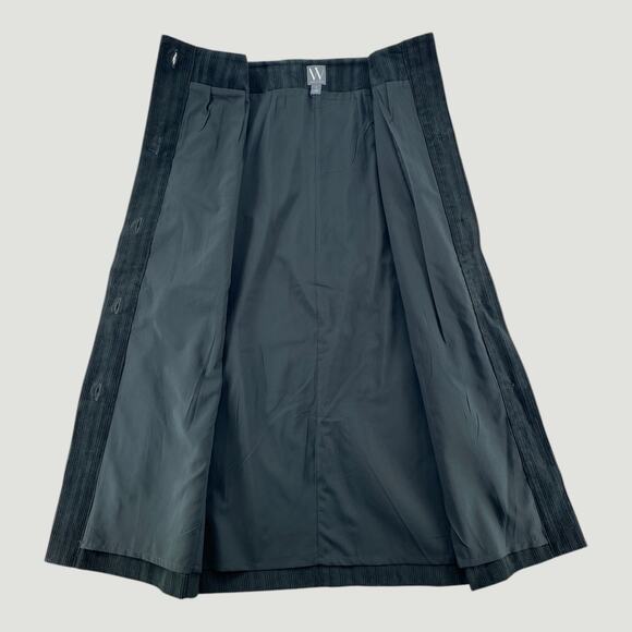 Worthington Green Corduroy Midi Skirt Size 2 Button Front Lined - Picture 5 of 5